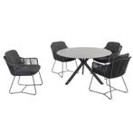 Belmond Locarno dining tuinset 130 cm rond 5 delig HPL, Ophalen of Verzenden, Nieuw