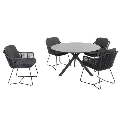 Belmond Locarno dining tuinset 130 cm rond 5 delig HPL, Tuin en Terras, Tuinsets en Loungesets, Nieuw, Ophalen of Verzenden