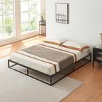 Metalen bedframe 140x200 cm met bedbodem en matras zwart [en, Huis en Inrichting, Slaapkamer | Bedden, Verzenden, Nieuw