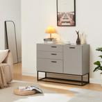 Sideboard Lavangen commode 75x100x35 cm lichtgrijs en zwart, Verzenden, Nieuw