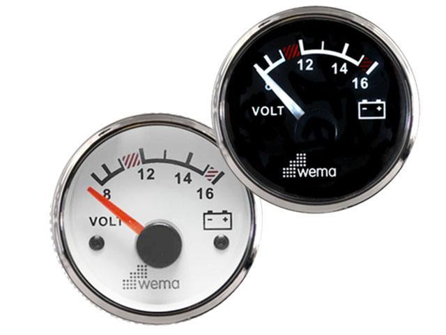 Voltmeter Analoog 8-16 Volt - WEMA Silverline Serie, Watersport en Boten, Bootonderdelen, Nieuw, Zeilboot of Motorboot, Ophalen of Verzenden