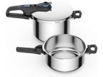 Tefal P2584301 - Snelkookpannen set - 4L + 6L - Zwart/Aqua, Huis en Inrichting, Keuken | Potten en Pannen, Verzenden, Zo goed als nieuw