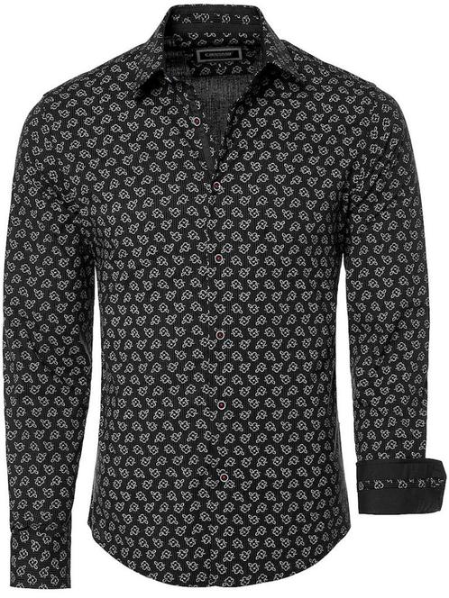 Zwart Overhemd Bloemenprint Lange Mouw Heren Carisma 8532, Kleding | Heren, Overhemden, Zwart, Nieuw, Verzenden