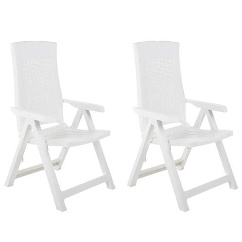 vidaXL Tuinstoelen 2 st verstelbaar kunststof wit, Tuin en Terras, Tuinstoelen, Nieuw, Kunststof, Verzenden
