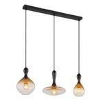 Hanglamp ALADDIN 101.5 cm 3-lichts Zwart, Smoked, Ophalen of Verzenden, Nieuw, Metaal, 75 cm of meer