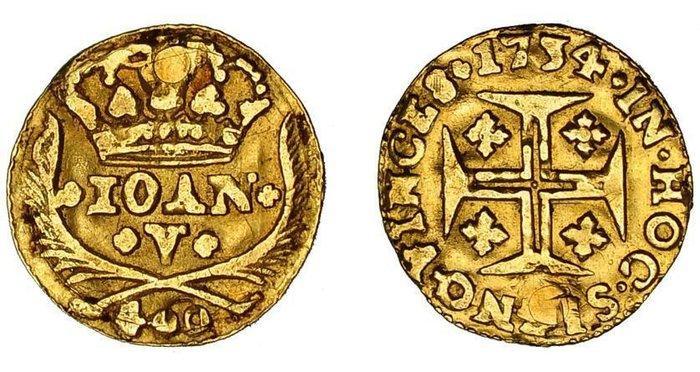 Portugal. D. João V (1706-1750). Pinto (480 Reis) 1734, Postzegels en Munten, Munten | Europa | Niet-Euromunten