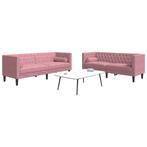 vidaXL 2-delige Loungeset Chesterfield met bolsters fluweel, Huis en Inrichting, Banken | Bankstellen, Verzenden, Nieuw, Vierpersoons of meer