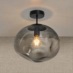 Glazen Plafondlamp Zwart met Smoke glas – Marly, Verzenden, Nieuw, Glas