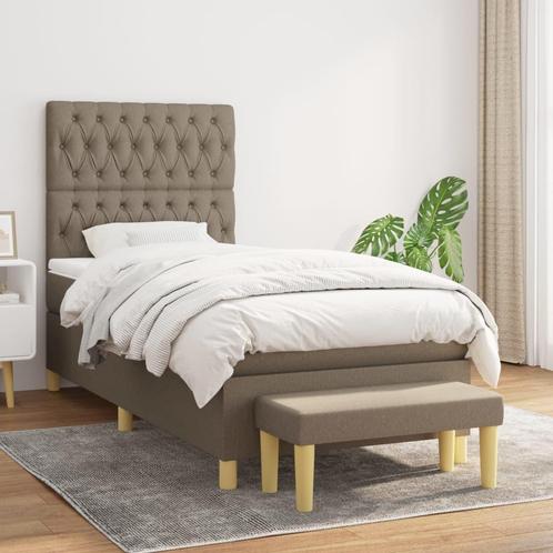 vidaXL Boxspring met matras stof taupe 90x190 cm, Huis en Inrichting, Slaapkamer | Bedden, 90 cm, 190 cm of minder, Eenpersoons