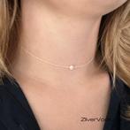 Zilveren minimalistische zoetwaterparel ketting, Sieraden, Tassen en Uiterlijk, Kettingen, Verzenden, Nieuw, Zilver