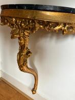 Wandtafel - Hout, verguld en gemarmerd - Console faux marble, Antiek en Kunst
