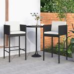 vidaXL Barkrukken 2 st met kussens poly rattan zwart, Verzenden, Nieuw, Rotan