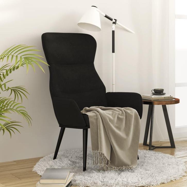 Relaxstoel stof zwart | Retourdeal | 40% Korting, Huis en Inrichting, Stoelen, Zwart, Nieuw, Ophalen of Verzenden