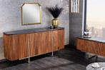 Design TV-Board GATSBY 160cm bruin goud Mangoholz Marmor, Ophalen of Verzenden, Nieuw