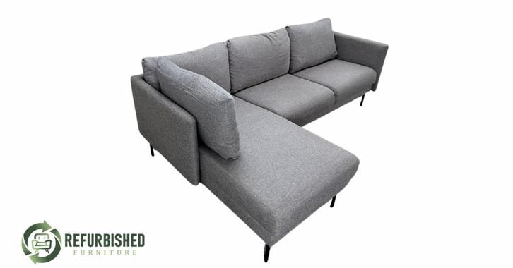 Hoekbank grijs – stijlvol, ruim & scherp geprijsd, Huis en Inrichting, Banken | Bankstellen, 200 tot 250 cm, 125 tot 150 cm, Hoekbank