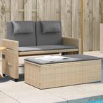 vidaXL Tuinbankje verstelbaar met kussens poly rattan beige, Tuin en Terras, Verzenden, Nieuw, Rotan