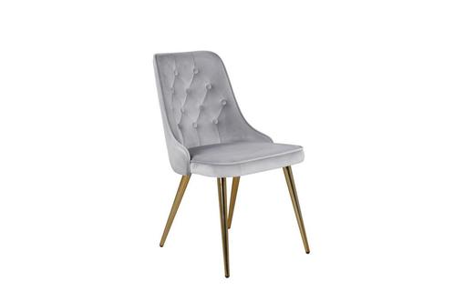 Eetkamerstoel - Rijk - Lichtgrijs - Fluweel - Jörn, Huis en Inrichting, Stoelen, Nieuw, Verzenden