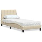 vidaXL Bed met matras Hanko stof crèmekleurig 90x190 cm, Huis en Inrichting, 90 cm, Eenpersoons, Verzenden, Nieuw