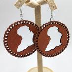 Houten oorbellen | Afrikaans continent in hout, Sieraden, Tassen en Uiterlijk, Oorbellen, Ophalen of Verzenden, Nieuw