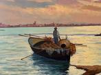 Italiaanse school (XX) - Paesaggio con Pescatori al lavoro, Antiek en Kunst, Kunst | Schilderijen | Klassiek