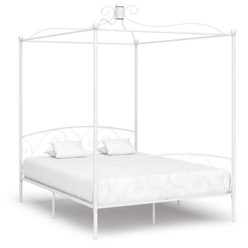 vidaXL Hemelbedframe metaal wit 160x200 cm, Huis en Inrichting, Slaapkamer | Bedden, 160 cm, 200 cm, Wit, Tweepersoons, Nieuw
