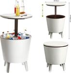 2dekans | Keter Multifunctionele Bijzettafel - Met 30L, Huis en Inrichting, Tafels | Bijzettafels, Ophalen of Verzenden, Zo goed als nieuw