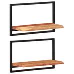 vidaXL Wandschappen 2 st 60x25x35 cm massief acaciahout en, Verzenden, Nieuw