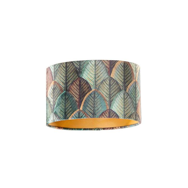 Velours lampenkap blad dessin met gouden binnenkant ovaal, Huis en Inrichting, Lampen | Lampenkappen, Minder dan 25 cm, Ovaal