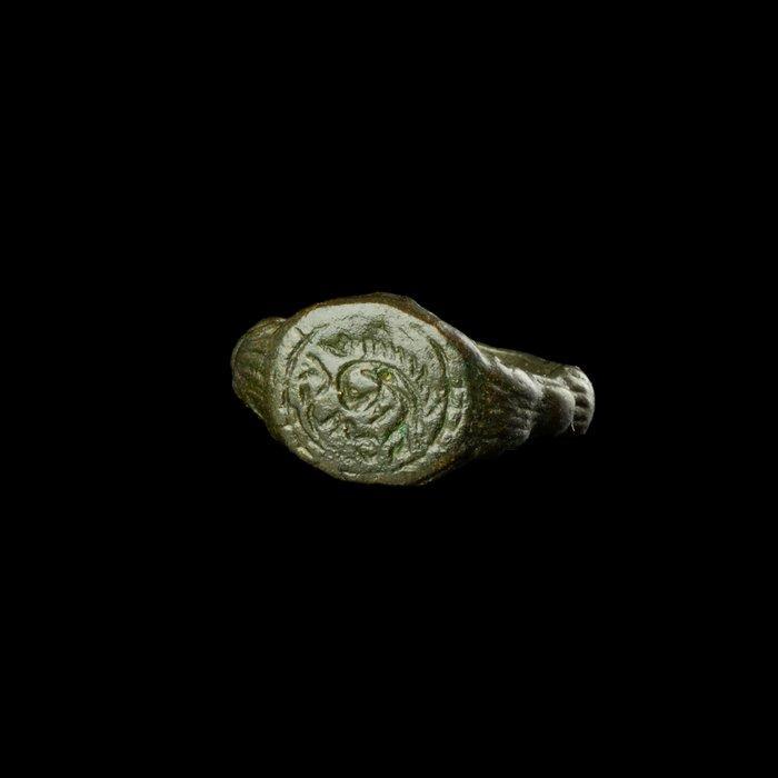 Middeleeuws Brons Pelican in her Piety zegelring (Zonder, Sieraden, Tassen en Uiterlijk, Antieke sieraden