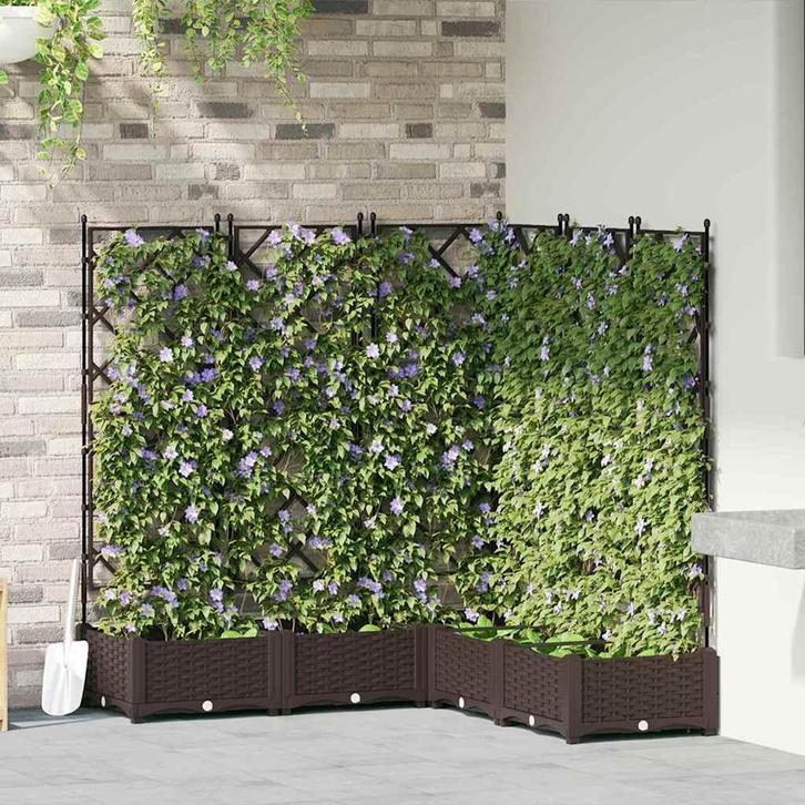 vidaXL Tuin Bloempot 5 pcs Bruin 120 x 120 x 125,5 cm Staal, Tuin en Terras, Bloembakken en Plantenbakken, 100 cm of meer, Nieuw