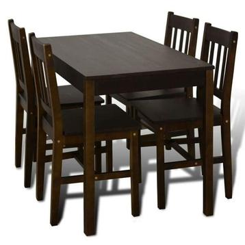 Eettafel + 4 Stoelen Bruin | Retourdeal | 40% Korting beschikbaar voor biedingen