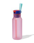 HEMA Waterfles met rietje 430ml roze, Verzenden, Nieuw