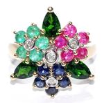 Ring - 14 karaat Geel goud - 2.45ct. tw. Gemengde edelstenen, Sieraden, Tassen en Uiterlijk, Ringen, Nieuw