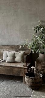 Smal shabby linnen kussen met knoop 25 x 45 cm, Ophalen of Verzenden, Nieuw