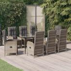 vidaXL 9-delige Tuinset met kussens poly rattan zwart en, Verzenden, Nieuw, Rotan, Tuinset