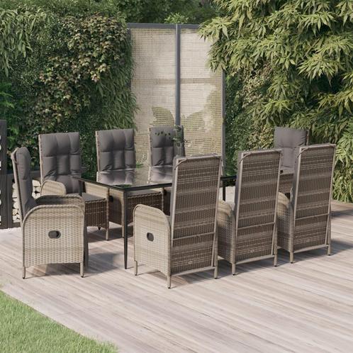 vidaXL 9-delige Tuinset met kussens poly rattan zwart en, Tuin en Terras, Tuinsets en Loungesets, Tuinset, Nieuw, Rotan, Verzenden