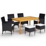 vidaXL 7-delige Tuinset zwart, 6 zitplaatsen, Nieuw, Tuinset, Verzenden