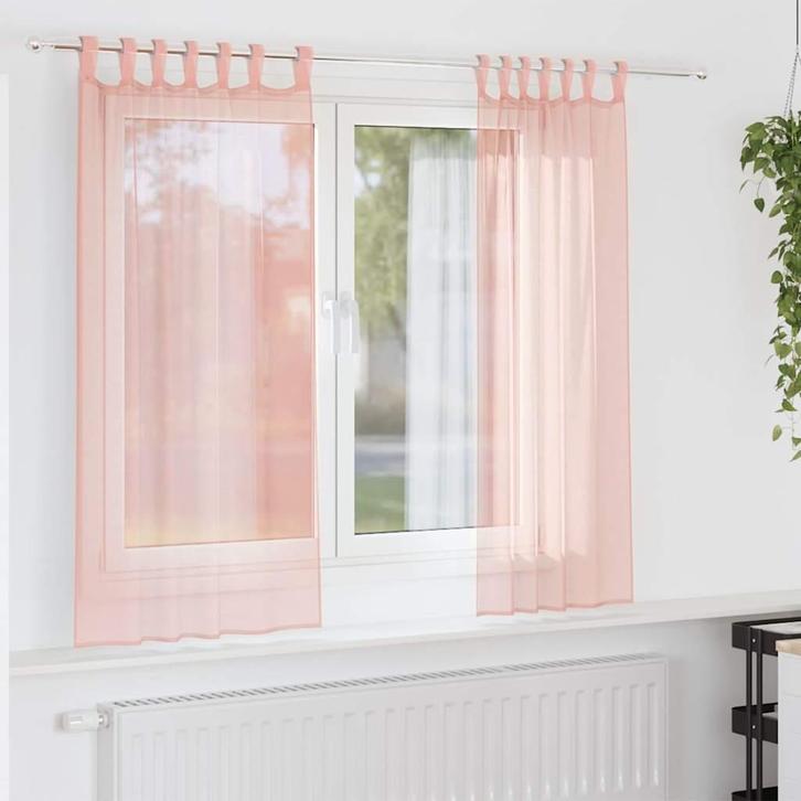 vidaXL Gordijnen met lussen 2 st 140x175 cm roze, Huis en Inrichting, Stoffering | Gordijnen en Lamellen, Nieuw, Verzenden