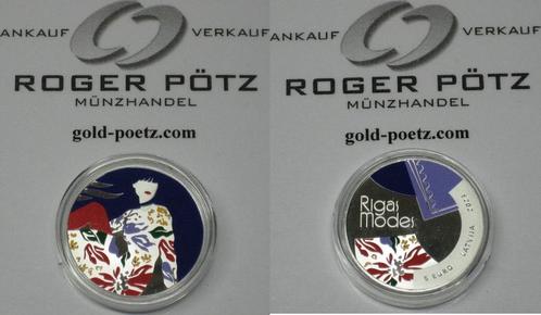 Lettland 5 Euro 2023 zilver coloriert Pp Riga Fashion zilver, Postzegels en Munten, Munten | Europa | Euromunten, Verzenden