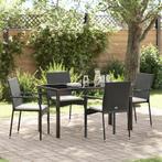 vidaXL 5 Delige Tuinset met Kussens - Zwart Poly Riet, Tuin en Terras, Verzenden, Nieuw, Rotan, Tuinset