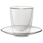 Dubbelwandig cappucino glas met schotel | 220ml  | 9,5(h)..., Verzenden