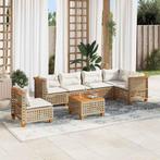 vidaXL 7-delige Loungeset met kussens poly rattan beige, Verzenden, Nieuw, Rotan, Loungeset