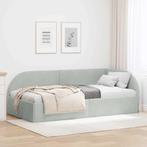 vidaXL Hoekbedframe met hoofdeinde Lichtgrijs 90 x 200 cm, Verzenden, Nieuw, Stof