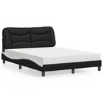 vidaXL Bed met matras Hvar kunstleer zwart en wit 120x200, Overige materialen, Verzenden, Zwart, Nieuw
