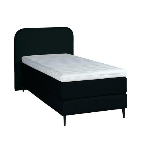 Mörgenn Bouclé Eenpersoons Boxspring Zwart 90x200, Huis en Inrichting, Slaapkamer | Boxsprings, Zwart, Nieuw, Verzenden