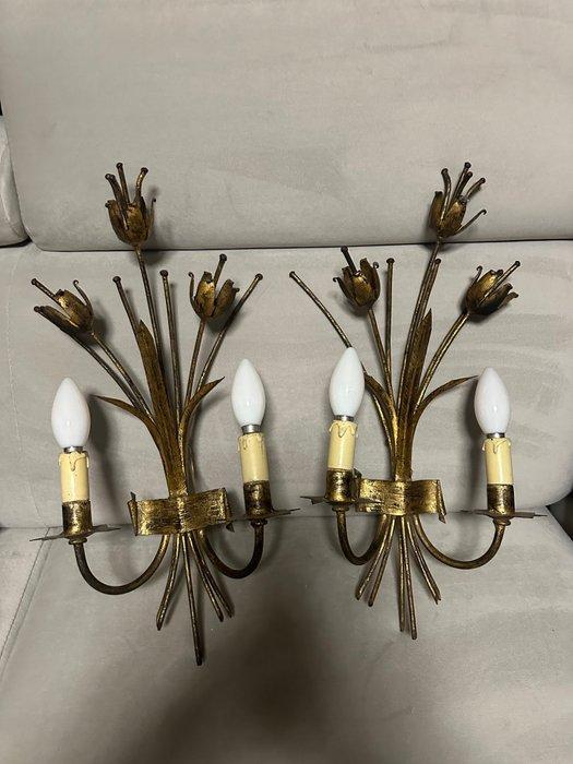 Wandlamp (2) - Metaal, Verguld, Antiek en Kunst, Curiosa en Brocante