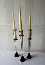 Kandelaar - chroom,steen,kunststof - Drie postmoderne