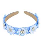 Diadeem Bloemen Facet Stenen Strass 3,5cm Blauw, Verzenden, Nieuw