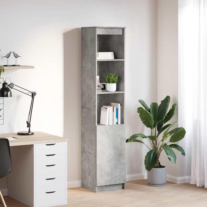 vidaXL Highboard 37,5x35x180 cm spaanplaat betongrijs, Huis en Inrichting, Kasten | Buffetkasten, Nieuw, Overige houtsoorten, Verzenden