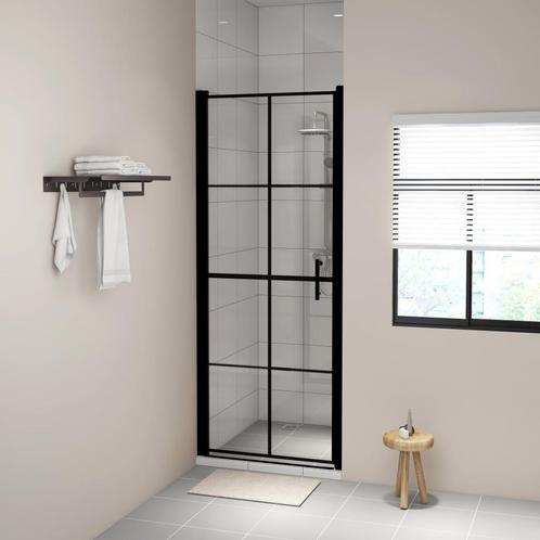 vidaXL Douchedeur 91x195 cm gehard glas zwart, Doe-het-zelf en Verbouw, Sanitair, Nieuw, Verzenden